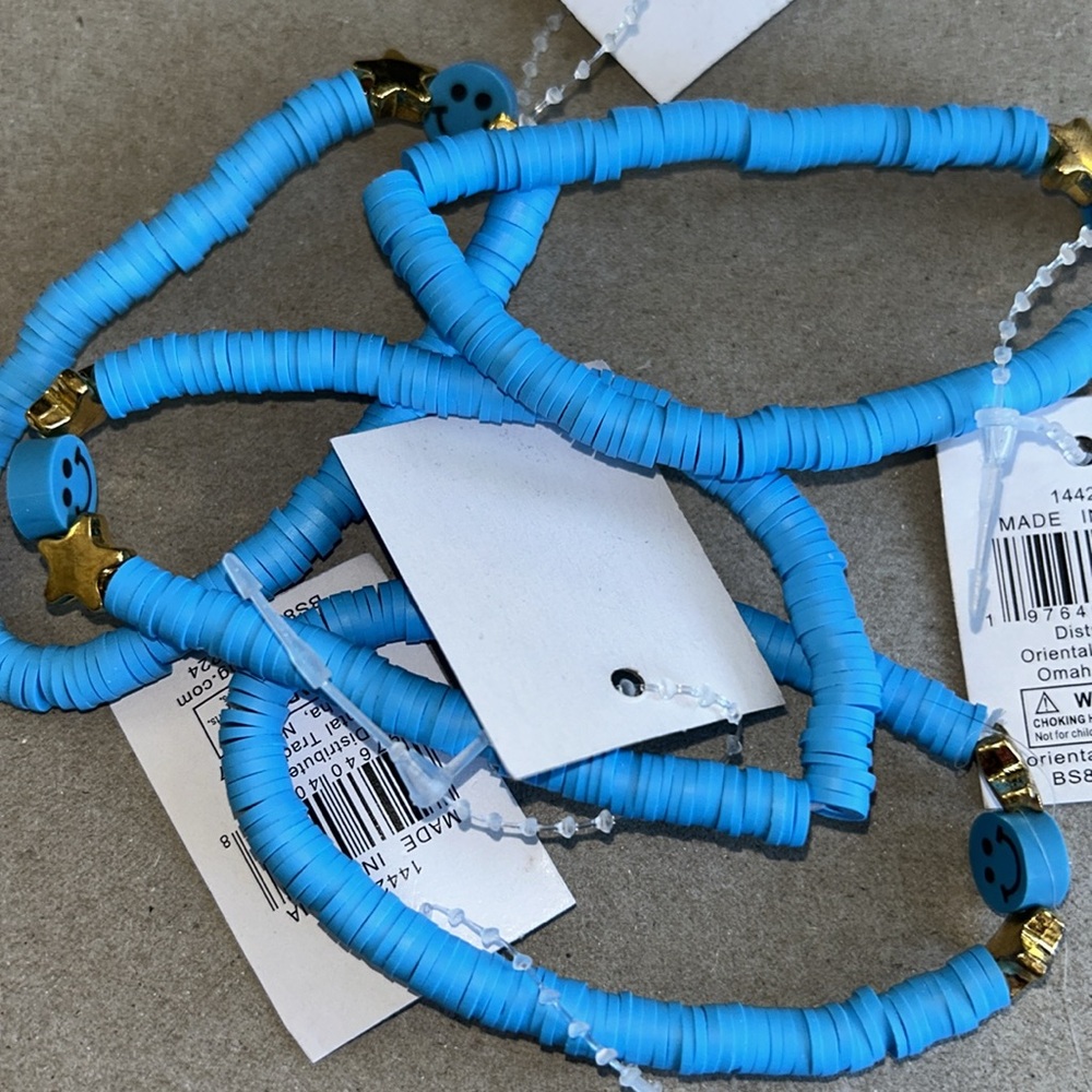 12 Individual Tagged Blue Beaded Friendship Bracelets W: 3 Different Designs NWT - Picture 2 of 9